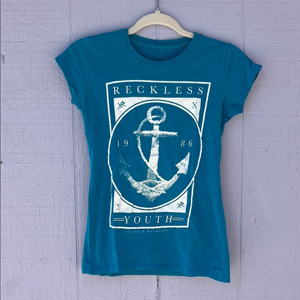 Young & Reckless Blue Anchor Graphic Tee